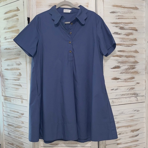 Shop The Mint Blue Scallop Collar Dress - Picture 3 of 4